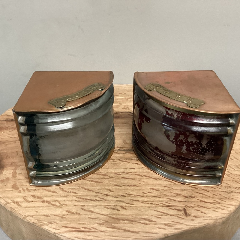 🟠 Vintage - Antique ? Copper Brass & Glass Crafted Nautical Boat Lanterns Rare - Picture 5 of 16